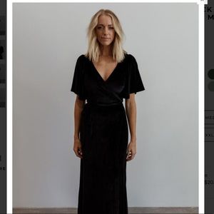 Baltic Born Meghan black velvet wrap dress